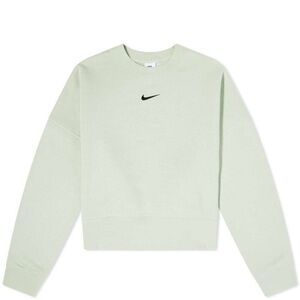 Nike Green Center Swoosh Crewneck Sweater Cropped Oversized Large